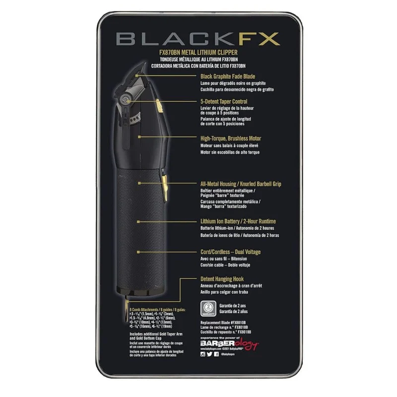 Tondeuse métallique avec batterie lithium ion BlackFX FX870BN - Noir