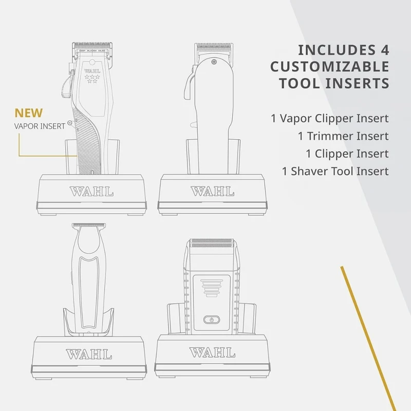 WAHL Professional - Base de recharge simple avec adapteur pour tondeuse, finition et rasoir #53254