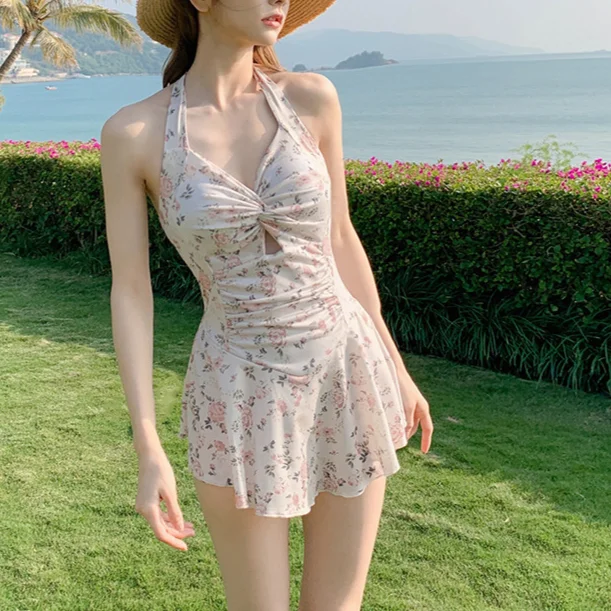 Maillot Une Pièce Amincissant Style Robe Élégante