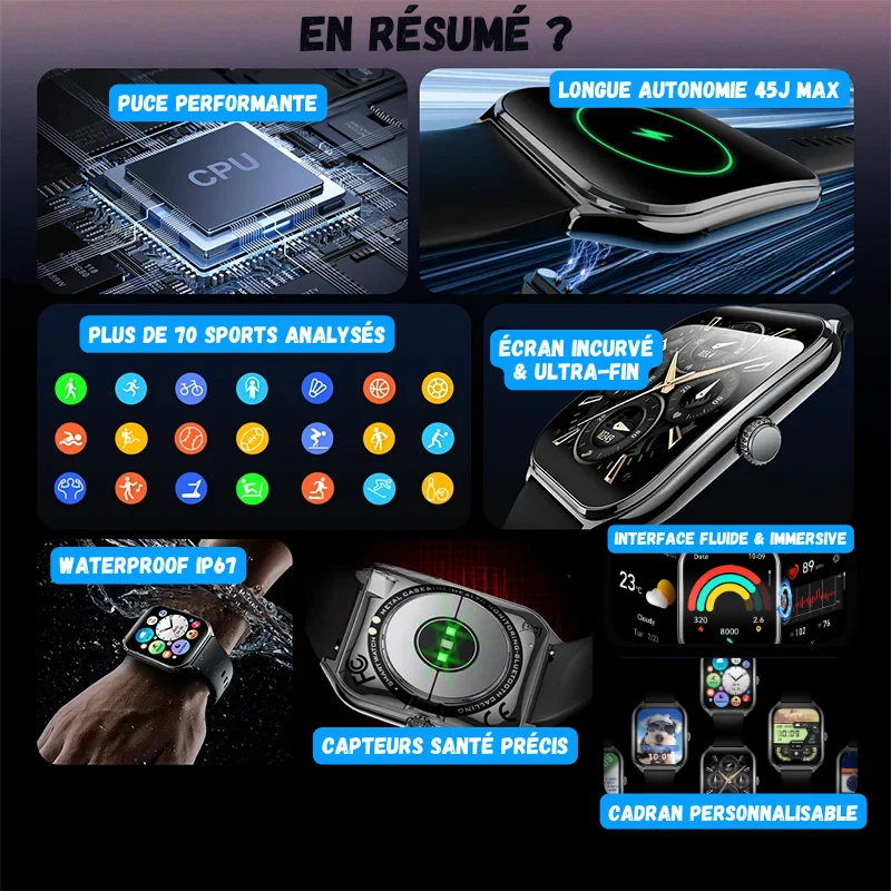 Montre Connectée Ultra Fine - Écran AMOLED HD 1.96" + 1 Bracelet OFFERT