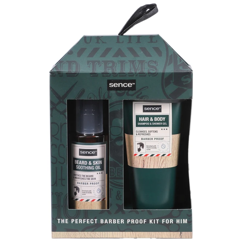 Coffret shampoing et gel douche 2 en 1 + huile à barbe