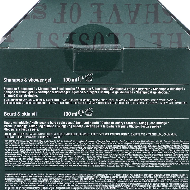 Coffret shampoing et gel douche 2 en 1 + huile à barbe