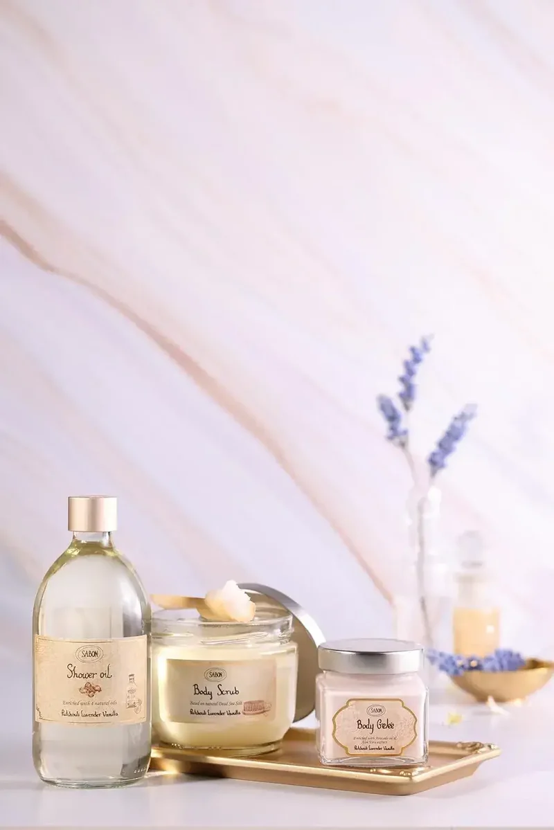 Sabon Shower Oil Patchouli Lavender Vanilla 16.9 fl oz (500ml)