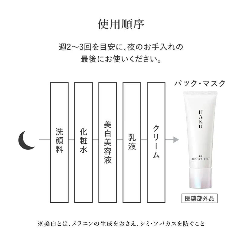 Haku Medicated Whitening Night Cream Mask Fragrance-Free 75g