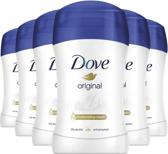 Dove Original Deodorant Stick - Anti Transpirant Deo Stick met 0% Alcohol -6 stuks