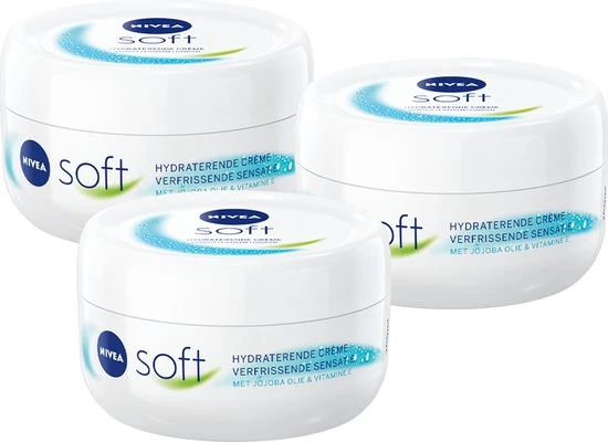 NIVEA Soft Bodycrème - Crème voor Lichaam en Gezicht - Voordeelverpakking - 3 x 200 ml