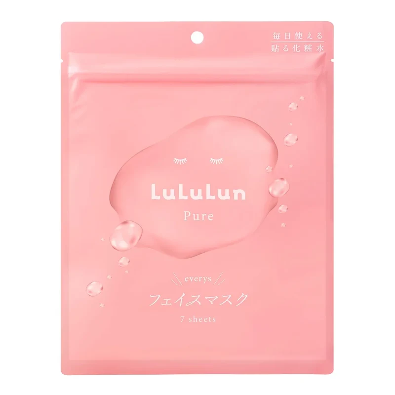 Lululun Pure Pink Daily Facial Mask for Dry Skin 7 Sheets Pack