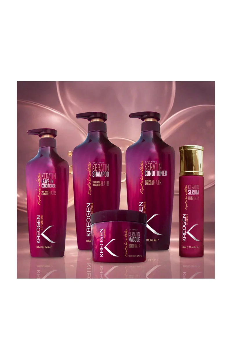 Routine réparatrice - Shampoing, après-shampoing, masque, crème de soin, & sérum - Kératine - Cheveux secs & abîmés