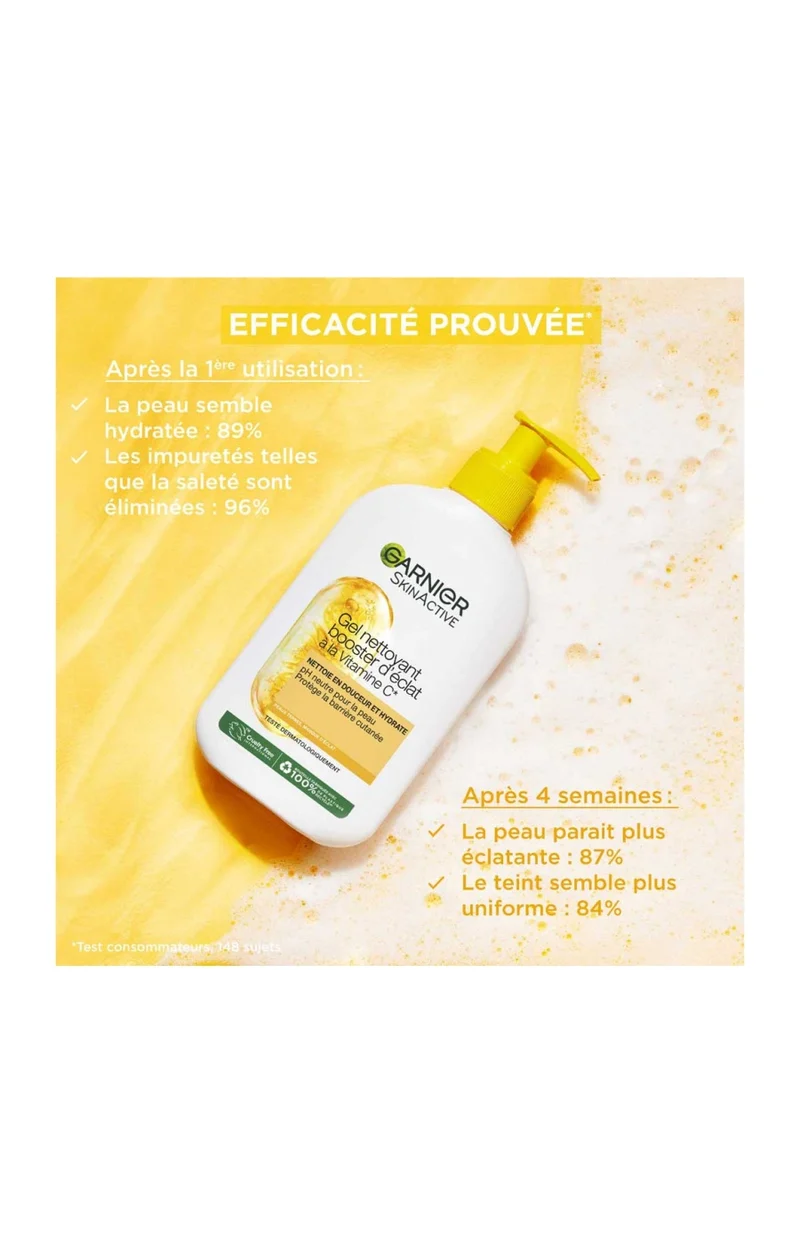 Gel nettoyant booster d'éclat - Vitamine C - Peaux ternes