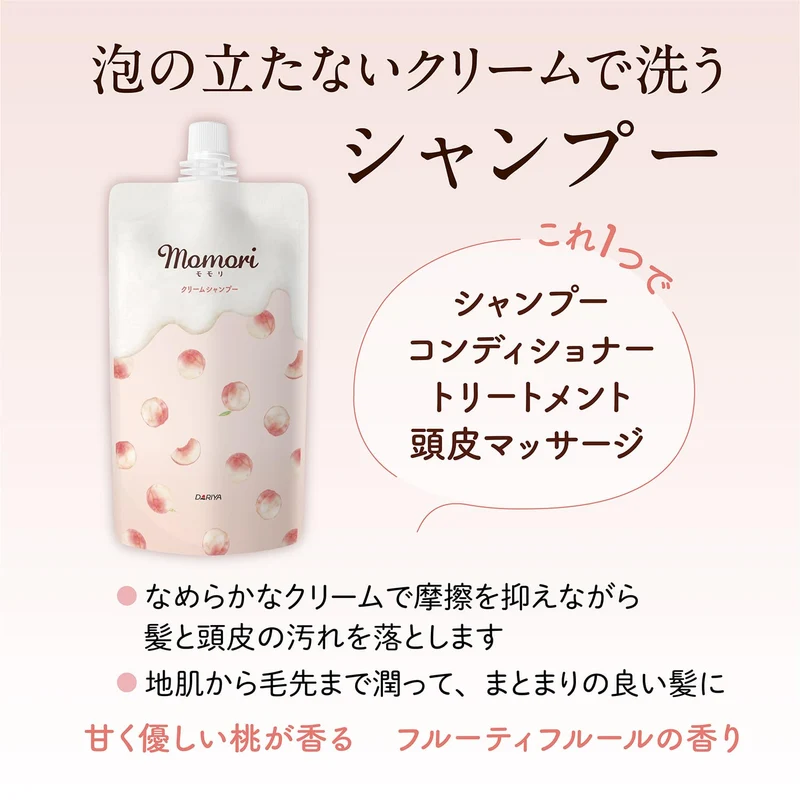 DARIYA Momori Cream Shampoo Moist Non-Silicon Fruity Fleur Fragrance 420g
