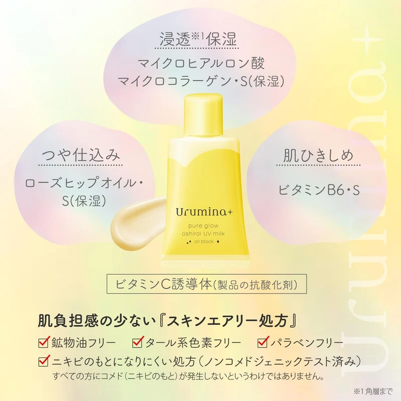 KOSE URUMINA PLUS Fresh Glossy Skin Oshiroi Milky Lotion Oil Block 01 (Yellow)