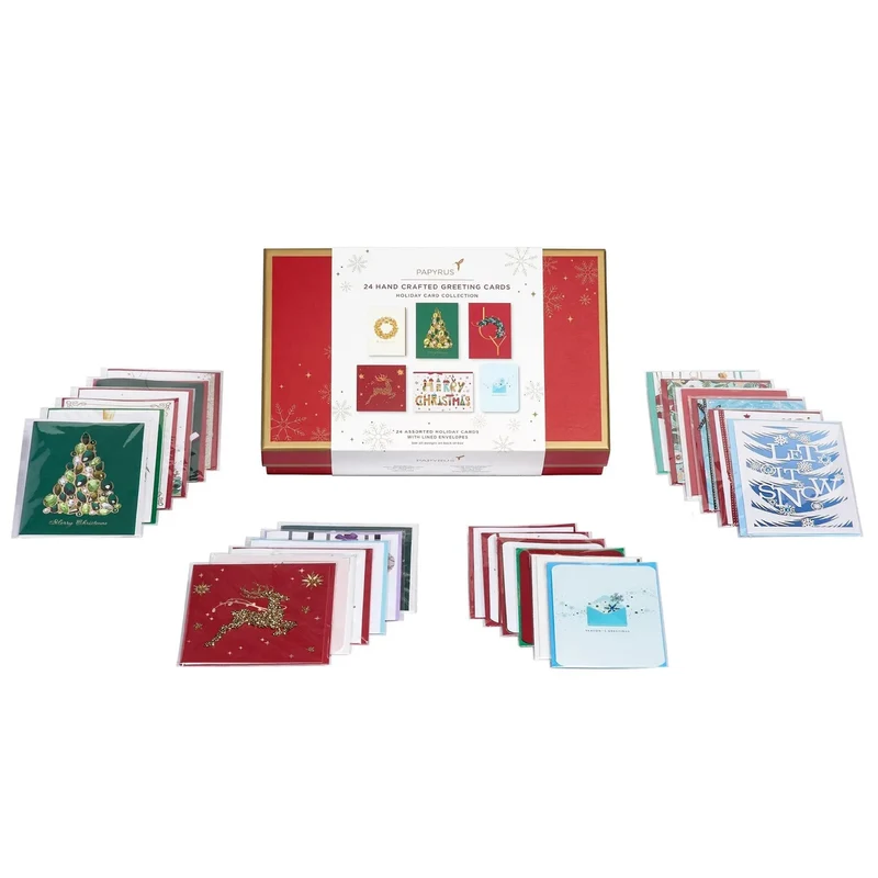 PAPYRUS - Ensemble de 24 Cartes de Souhaits Conçues à la Main