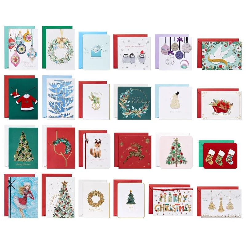 PAPYRUS - Ensemble de 24 Cartes de Souhaits Conçues à la Main