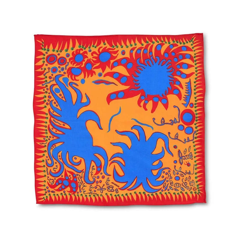 Yayoi Kusama Joy I Feel Handkerchief Orange 40 x 40 cm