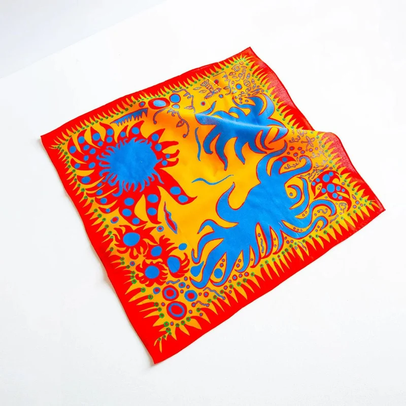 Yayoi Kusama Joy I Feel Handkerchief Orange 40 x 40 cm