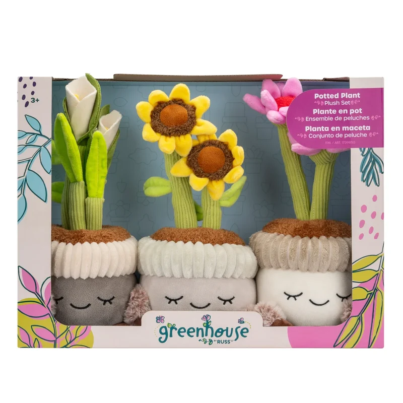 GREENHOUSE BY RUSS - Ensemble de 3 Peluches de Plantes en Pot