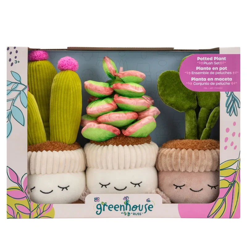 GREENHOUSE BY RUSS - Ensemble de 3 Peluches de Plantes en Pot