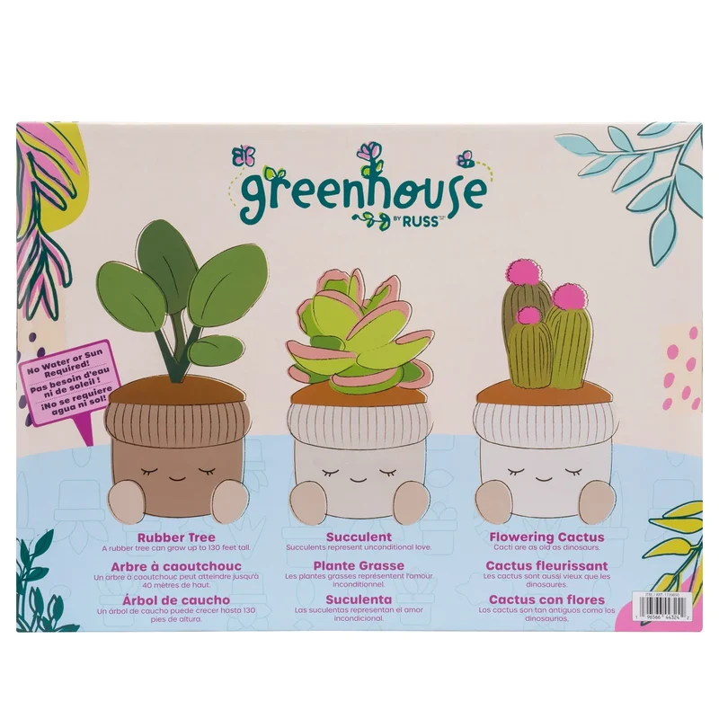 GREENHOUSE BY RUSS - Ensemble de 3 Peluches de Plantes en Pot