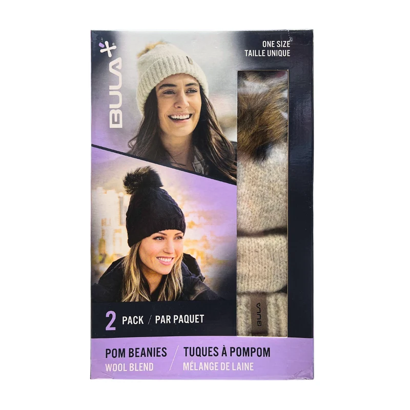 BULA - Paquet de 2 Tuques à Pompom