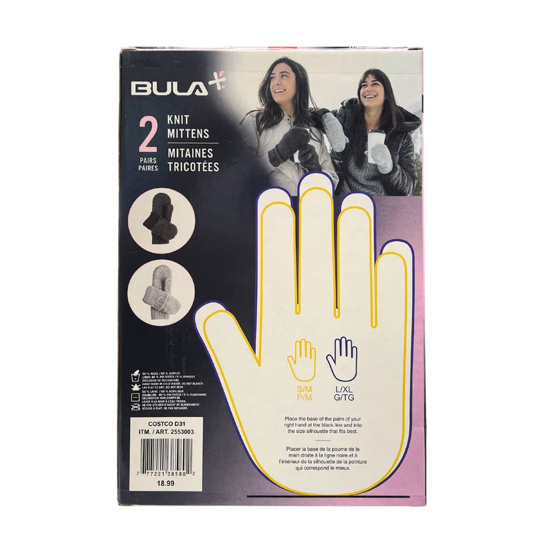BULA - 2 Paires de Mitaines Tricotées
