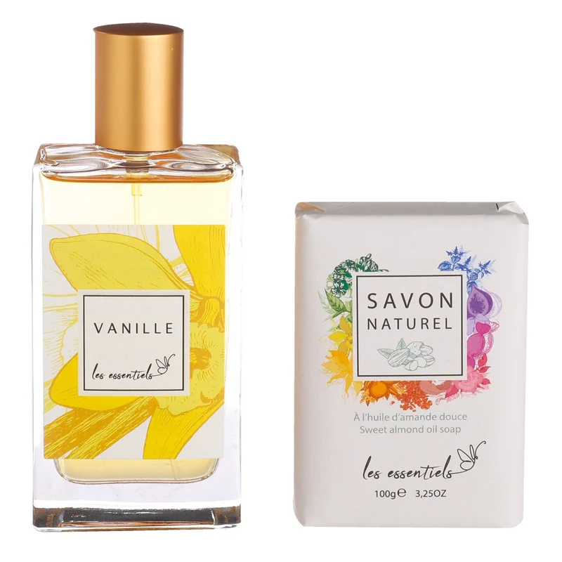EDP VANILLE 80ML+SAVON 99,9%NATUREL AMANDE DOUCE 100GR COFFRET 2 PCS