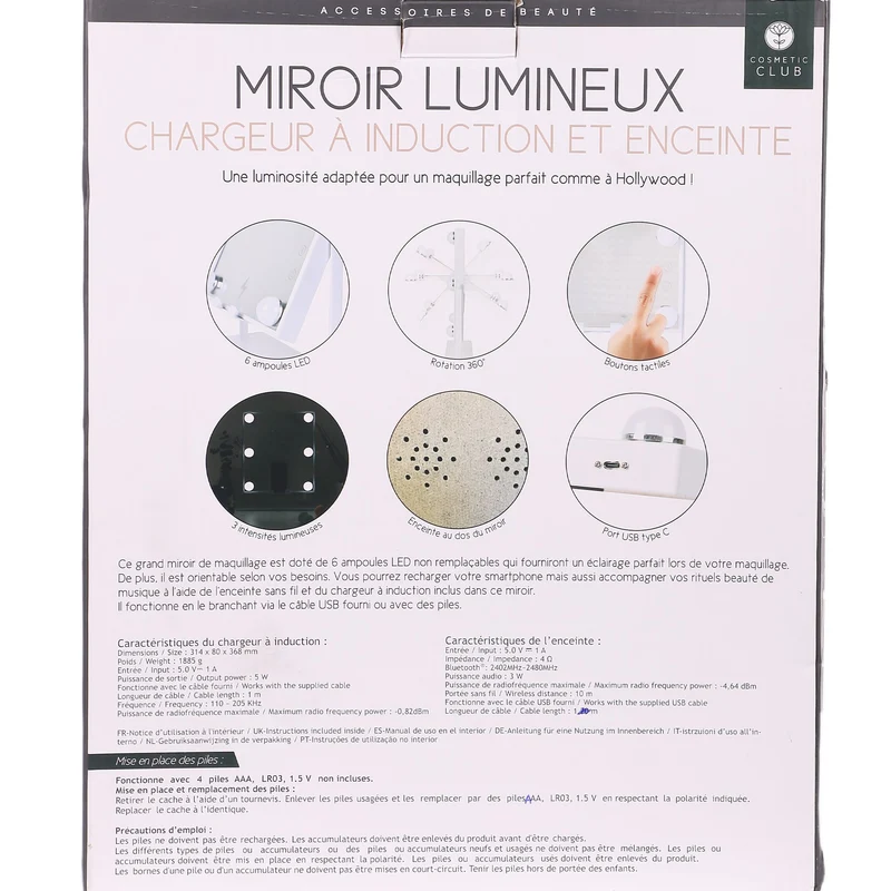 Miroir de maquillage à Led