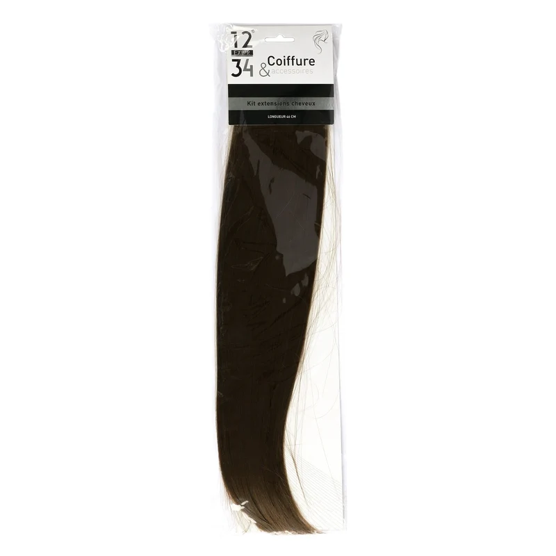 Extensions cheveux à clips brunes 46 cm