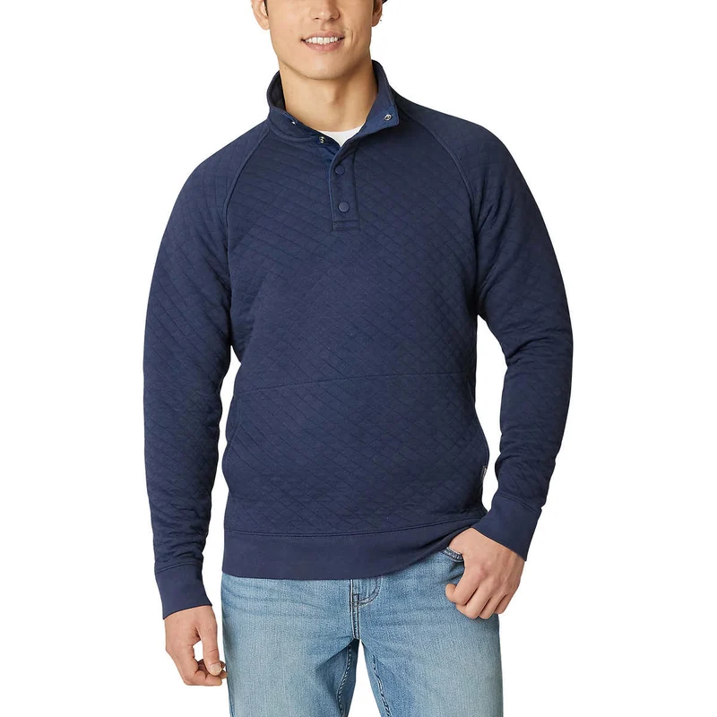 EDDIE BAUER - Chandail Matelassé avec Ouverture un Quart à Boutons-Pression pour Homme