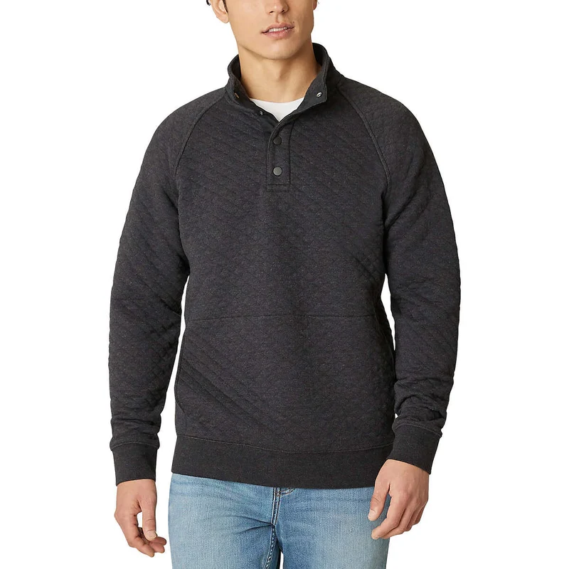 EDDIE BAUER - Chandail Matelassé avec Ouverture un Quart à Boutons-Pression pour Homme