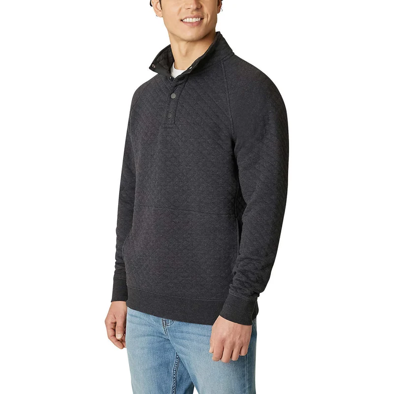 EDDIE BAUER - Chandail Matelassé avec Ouverture un Quart à Boutons-Pression pour Homme