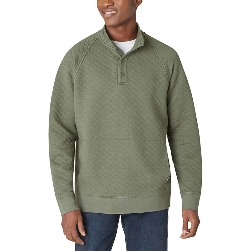 EDDIE BAUER - Chandail Matelassé avec Ouverture un Quart à Boutons-Pression pour Homme