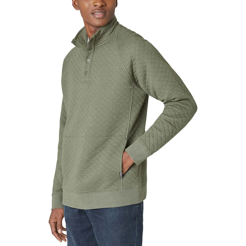 EDDIE BAUER - Chandail Matelassé avec Ouverture un Quart à Boutons-Pression pour Homme