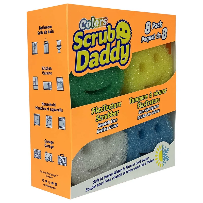 SCRUB DADDY - Paquet de 8 Tampons à Récurer FlexTexture