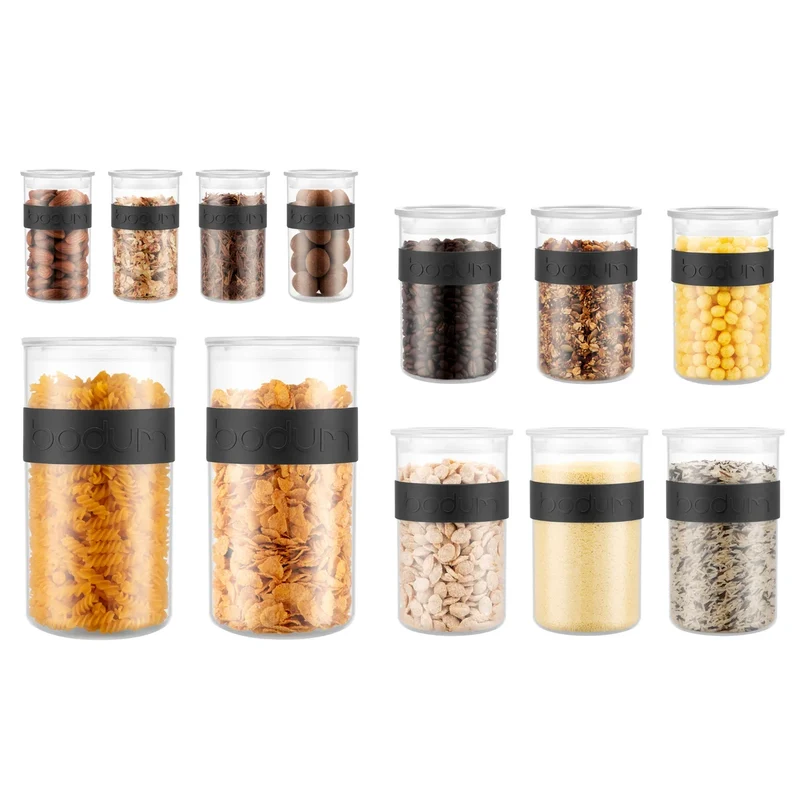 BODUM - Ensemble de 12 Bocaux de Conservation Transparents et Durables Presso