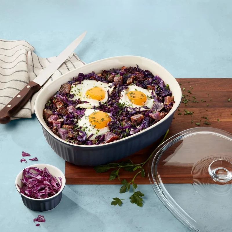 CORNINGWARE - Ensemble de Plats de Cuisson avec Couvercles en Verre et en Plastique French Colors, 10 Pièces