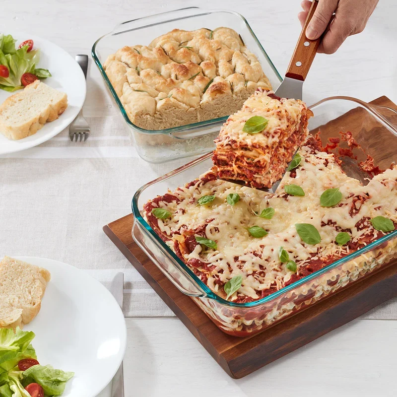 PYREX - Ensemble de 2 Plats en Verre Profonds avec Couvercles