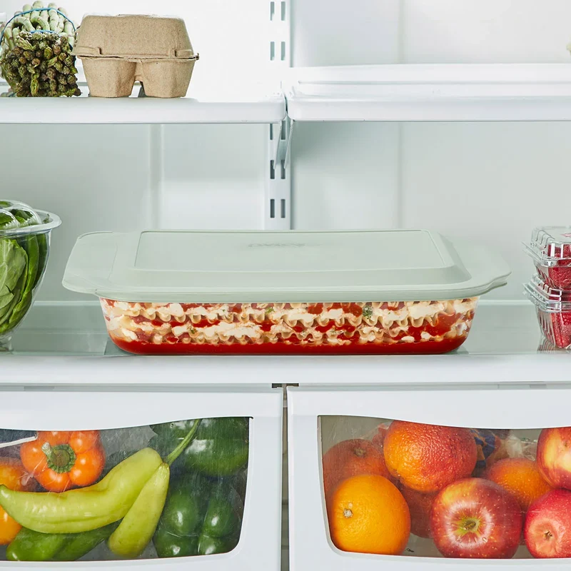 PYREX - Ensemble de 2 Plats en Verre Profonds avec Couvercles