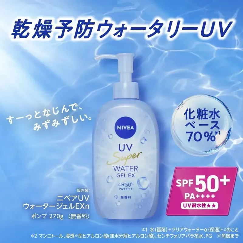 Nivea UV Water Gel EX Pump Sunscreen Unscented 9.5oz/270g