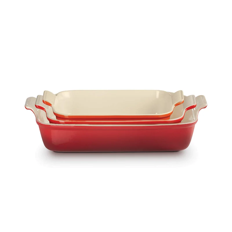 LE CREUSET - Ensemble de 3 Plats Rectangulaires en Céramique