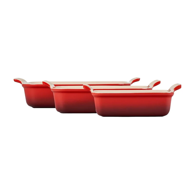 LE CREUSET - Ensemble de 3 Plats Rectangulaires en Céramique