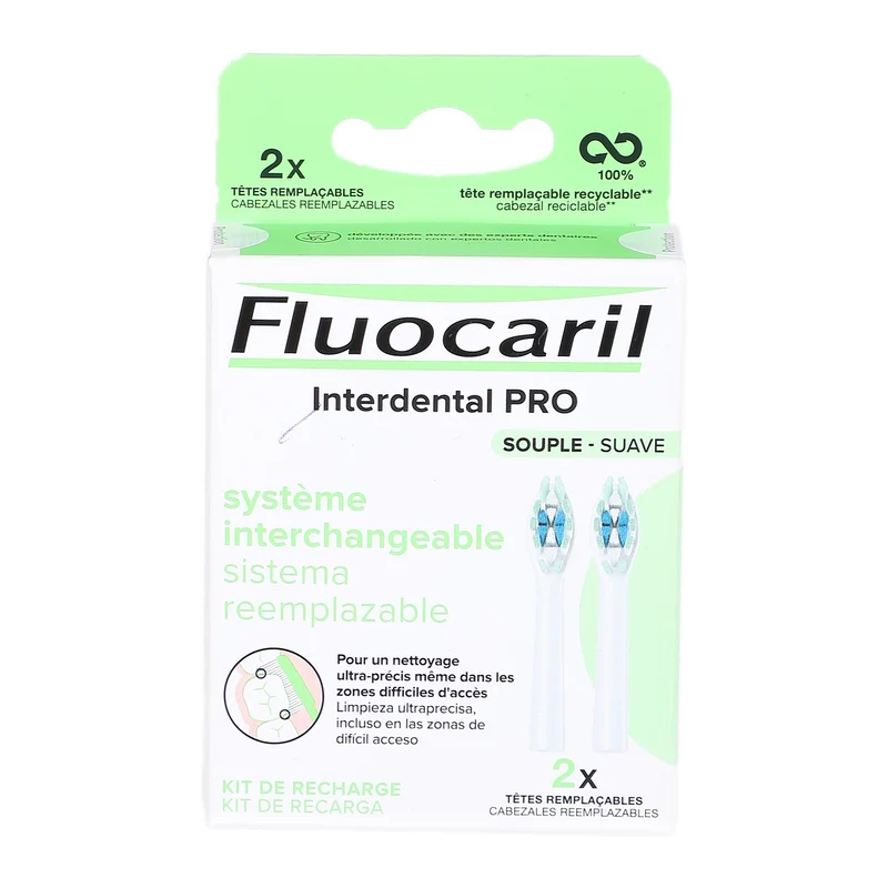 2 têtes de brosse à dents interdental PRO souple