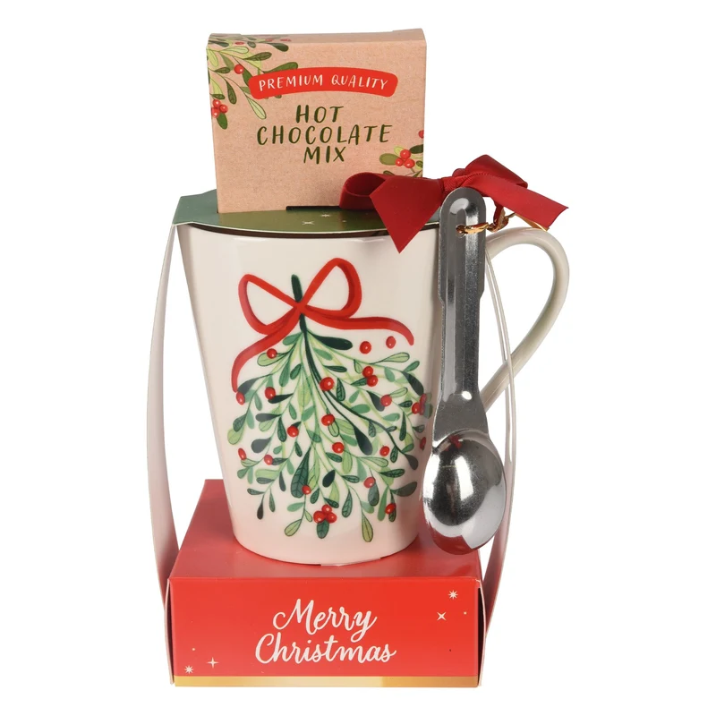 COFFRET MUG FESTIF DECOR NOEL AVEC CHOCOLAT EN POUDRE ASST