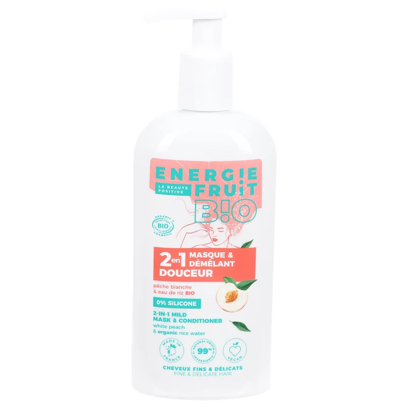 Masque et démêlant douceur 2 en 1 pêche