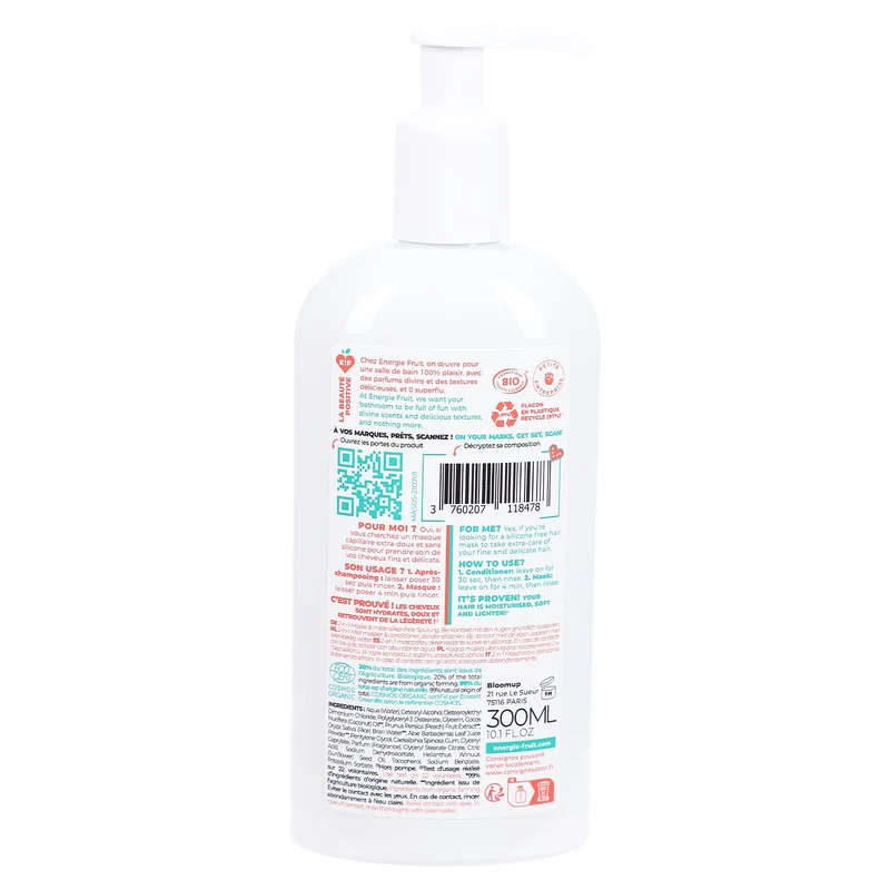Masque et démêlant douceur 2 en 1 pêche