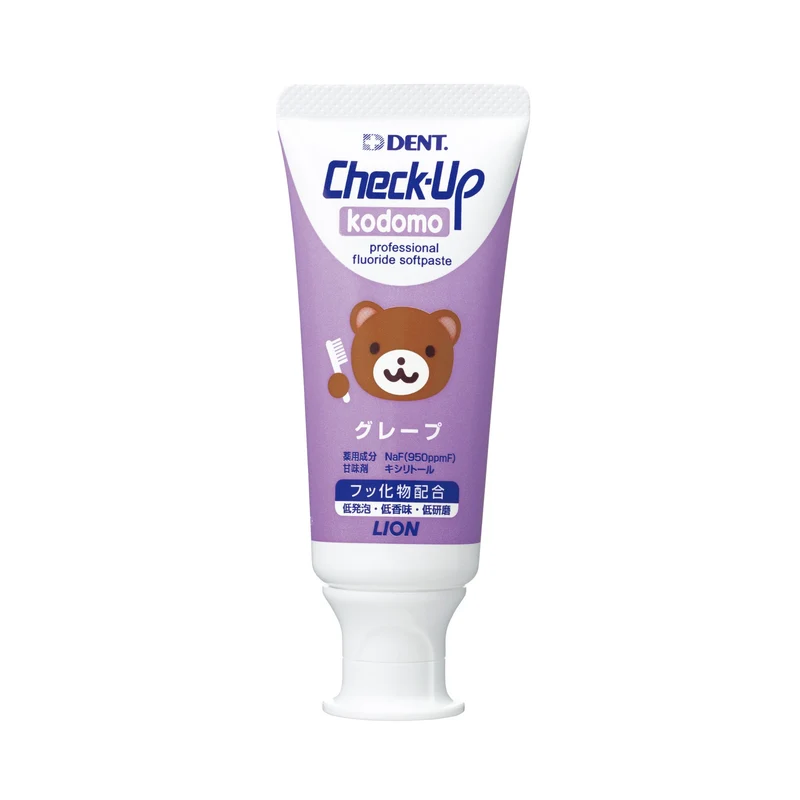 Lion Dental Materials Check Up Kodomo Grape Toothpaste 60G Purple Tube