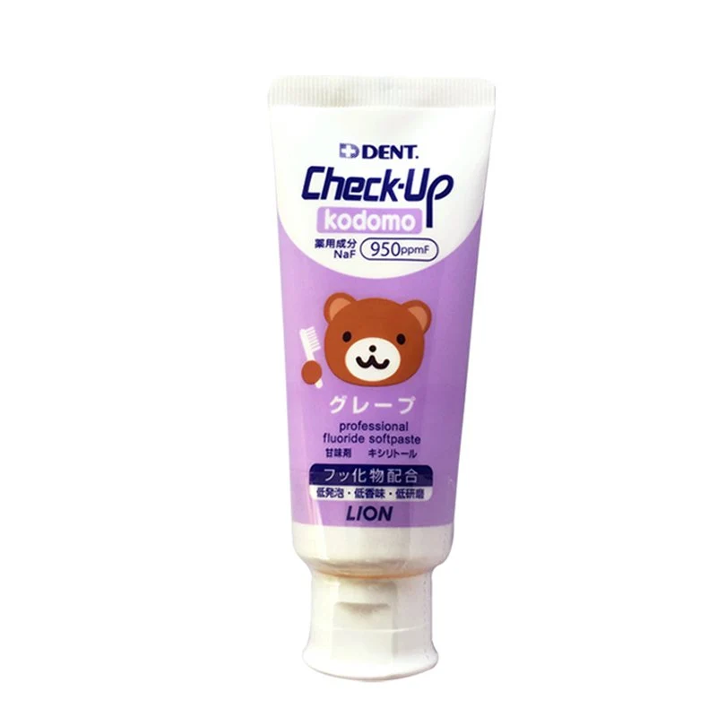 Lion Dental Materials Check Up Kodomo Grape Toothpaste 60G Purple Tube