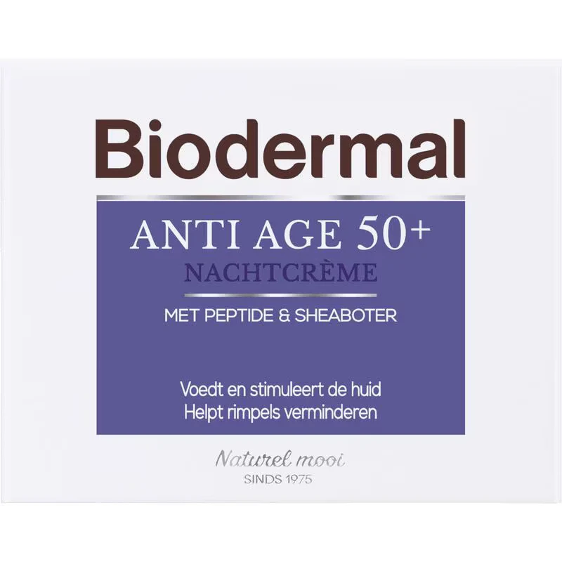 3x Biodermal Anti Age nachtcrème 50+ - met niacinamide & sheaboter - 50ml