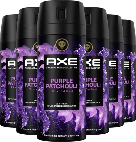 AXE Fine Fragrance Collection Premium Deodorant Bodyspray - Purple Patchouli - 6 x 150 ml - Voordeelverpakking