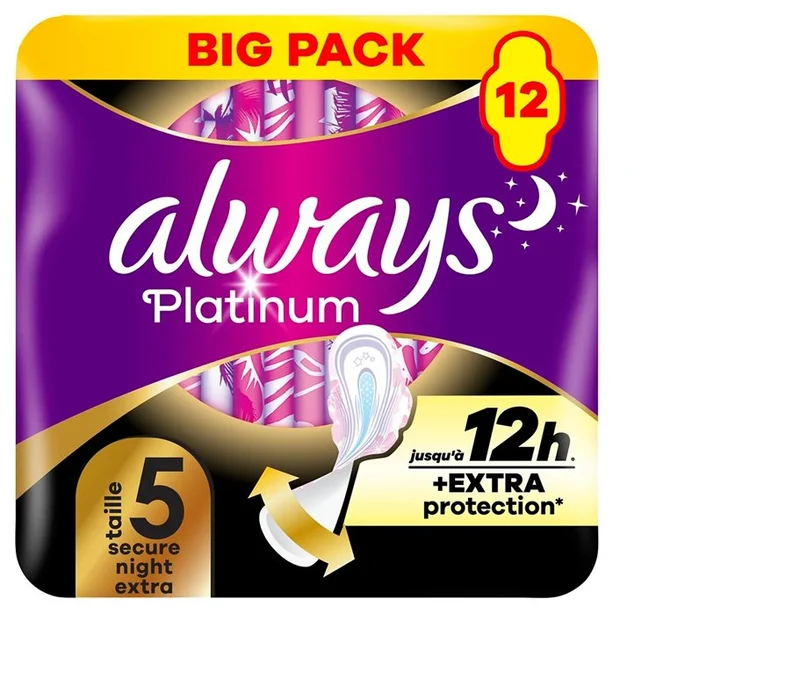 Serviettes hygiéniques Platinum Secure Night Extra T5 12 unités Always