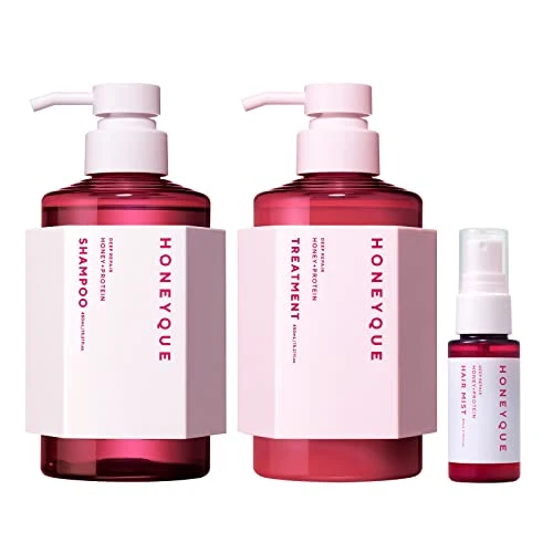 HONEYQUE Deep Repair Limited Edition Kit with Mini Hair Mist Shampoo & Hair Treatment set Flare Pink Berry Fragrance